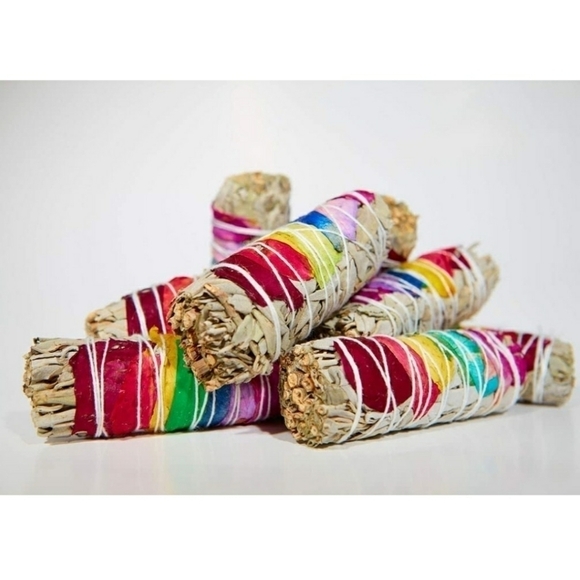 3 Bundle Lot of Chakra White Sage Rainbow Rose Petals Natural Purify Smudge New - Picture 1 of 6